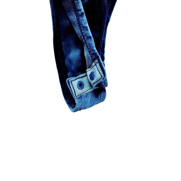Blue Velvet Bodysuit With Adjustable Straps & Snap Closure - Size M Haute Monde - Picture 7 of 13